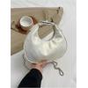 imageFloerns Womens Crossbody Bag Leather Weave Small Handbag Retro Crescent BagWhite Ivory