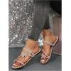 imageFloerns Womens Elegant Rhinestone Butterfly Transparent Elastic Strap Summer Flat SandalsApricot
