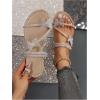 imageFloerns Womens Elegant Rhinestone Butterfly Transparent Elastic Strap Summer Flat SandalsApricot