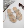 imageFloerns Womens Elegant Rhinestone Butterfly Transparent Elastic Strap Summer Flat SandalsApricot