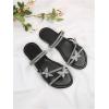 imageFloerns Womens Elegant Rhinestone Butterfly Transparent Elastic Strap Summer Flat SandalsBlack