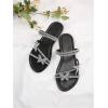 imageFloerns Womens Elegant Rhinestone Butterfly Transparent Elastic Strap Summer Flat SandalsBlack