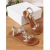 imageFloerns Womens Elegant Rhinestone Butterfly Transparent Elastic Strap Summer Flat SandalsBrown
