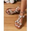 imageFloerns Womens Elegant Rhinestone Butterfly Transparent Elastic Strap Summer Flat SandalsBrown