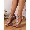 imageFloerns Womens Elegant Rhinestone Butterfly Transparent Elastic Strap Summer Flat SandalsBrown