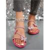 imageFloerns Womens Elegant Rhinestone Butterfly Transparent Elastic Strap Summer Flat SandalsHot Pink