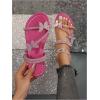 imageFloerns Womens Elegant Rhinestone Butterfly Transparent Elastic Strap Summer Flat SandalsHot Pink