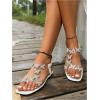 imageFloerns Womens Elegant Rhinestone Butterfly Transparent Elastic Strap Summer Flat SandalsWhite