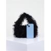 imageFloerns Womens Faux Fur Handbag Clutch Purse Fuzzy Winter Cute Plush Square BagBlack Solid