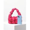 imageFloerns Womens Faux Fur Handbag Clutch Purse Fuzzy Winter Cute Plush Square BagHot Pink Solid
