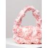 imageFloerns Womens Faux Fur Handbag Clutch Purse Fuzzy Winter Cute Plush Square BagPink Floral