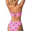 imageFloerns Womens Floral Print 2 Piece Bandeau Swimsuit Strapless Bikini SetPink