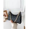 imageFloerns Womens Geo Quilted Purse Pu Leather Tote Handbags with Zipper ClosureBlack