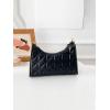 imageFloerns Womens Geo Quilted Purse Pu Leather Tote Handbags with Zipper ClosureBlack