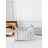 imageFloerns Womens Geo Quilted Purse Pu Leather Tote Handbags with Zipper ClosureWhite