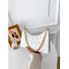 imageFloerns Womens Geo Quilted Purse Pu Leather Tote Handbags with Zipper ClosureWhite