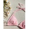 imageFloerns Womens Halter Neck Tie Back Triangle Swimwear Bra Bikini Top Light Pink Large