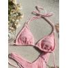imageFloerns Womens Halter Neck Tie Back Triangle Swimwear Bra Bikini Top Light Pink Large