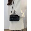 imageFloerns Womens Handbag Square Bag Embossed Pu Leather Cross Shoulder Purse BagBlack Ink
