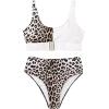 imageFloerns Womens High Waist Leopard Bikini Buckle Front Two Piece Cheetah Swimsuit