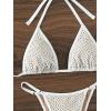 imageFloerns Womens Hollow Out Tie Back Halter Triangle 2 Piece Bikini SwimsuitWhite