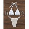 imageFloerns Womens Hollow Out Tie Back Halter Triangle 2 Piece Bikini SwimsuitWhite
