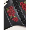 imageFloerns Womens Lace Up Floral Embroidery Self Tie Elastic Corset Belt Black 3XL