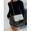 imageFloerns Womens Leather Shoulder Bag Embossed Clutch Purse Square HandbagBeige