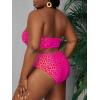 imageFloerns Womens Plus Size Leopard Print Bandeau Tube High Waist Bikini SwimsuitHot Pink