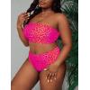 imageFloerns Womens Plus Size Leopard Print Bandeau Tube High Waist Bikini SwimsuitHot Pink