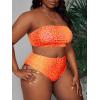 imageFloerns Womens Plus Size Leopard Print Bandeau Tube High Waist Bikini SwimsuitOrange