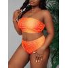 imageFloerns Womens Plus Size Leopard Print Bandeau Tube High Waist Bikini SwimsuitOrange