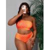 imageFloerns Womens Plus Size Leopard Print Bandeau Tube High Waist Bikini SwimsuitOrange