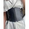 imageFloerns Womens Pu Leather Zipper Lace Up Knot Corset BeltBlack