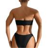 imageFloerns Womens Sleeveless Bandeau Bikini Set Lace Up Front Tube Bathing Suit