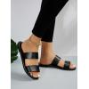 imageFloerns Womens Slide Sandals Two Straps Slip on Flat Sandals Summer ShoesBlack