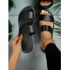 imageFloerns Womens Slide Sandals Two Straps Slip on Flat Sandals Summer ShoesBlack