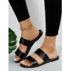 imageFloerns Womens Slide Sandals Two Straps Slip on Flat Sandals Summer ShoesBlack