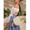 imageFloerns Womens Straw Crossbody Bag Woven Circle Beach Shoulder Bag with TasselApricot