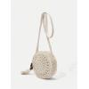 imageFloerns Womens Straw Crossbody Bag Woven Circle Beach Shoulder Bag with TasselApricot