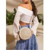 imageFloerns Womens Straw Crossbody Bag Woven Circle Beach Shoulder Bag with TasselApricot