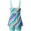 imageFloerns Womens Striped Print Swimsuit Square Neck Top with Shorts Tankini Sets