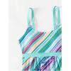 imageFloerns Womens Striped Print Swimsuit Square Neck Top with Shorts Tankini Sets