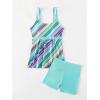 imageFloerns Womens Striped Print Swimsuit Square Neck Top with Shorts Tankini Sets