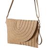 imageFloerns Womens Woven Clutch Purse Straw Bag Summer Vacation Crossbody HandbagKhaki