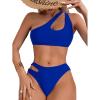 imageFloerns Womens 2 Piece Bathing Suit Cut Out One Shoulder Bikini SwimsuitRoyal Blue