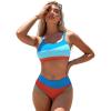 imageFloerns Womens 2 Piece Colorblock Athletic Adjustable Strap Bikini Swimsuit Set Blue and Orange Large