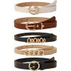imageFloerns Womens 5 Pcs PU Leather Thin Belt for Jeans Dress with Pattern BuckleWhite Brown Black Beige