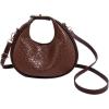 imageFloerns Womens Crossbody Bag Leather Weave Small Handbag Retro Crescent BagCoffee Brown