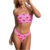 imageFloerns Womens Floral Print 2 Piece Bandeau Swimsuit Strapless Bikini SetPink